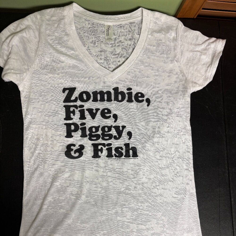 RARE! ROB ZOMBIE FIVE PIGGY & FISH Official Band T-Shirt